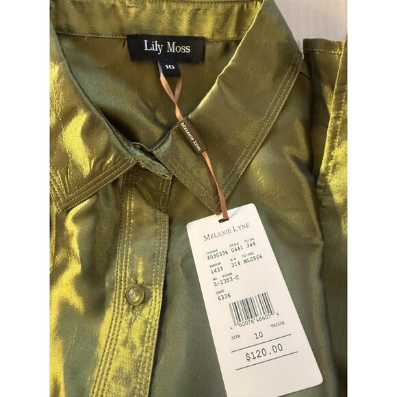 Lily Moss Melanie Lyn Blouse Sz10 Green NWT - Picture 7 of 10